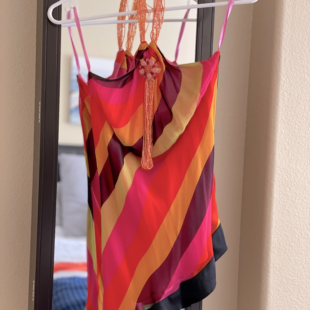 Vintage going out couture asymmetrical halter top